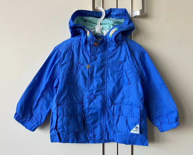 Ted Baker Baby Boy Coat Jacket Blue Green Lightweight Hood Rain 3-6 Months