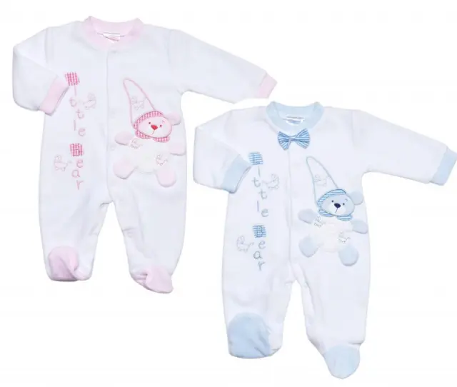 Winziger Baby Jungen Schlafanzug Weiss Velour Teddy Design Vorzeitiges Outfit Junge