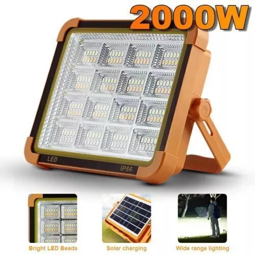 2000W LED Arbeitsleuchte Akku Aufladbar Werkstattlampe Baustrahler Flutlicht neu