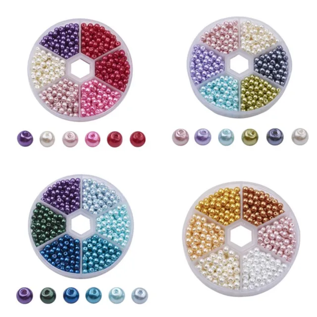 Glass Pearl Bead Sets Pearlized Round Mixed Color DIY Craft 4mm 800pcs/box