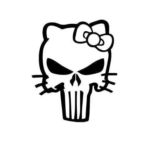 Vinyl Decal- Hello Kitty Punisher    (Pick Size & Color) Car Truck Sticker