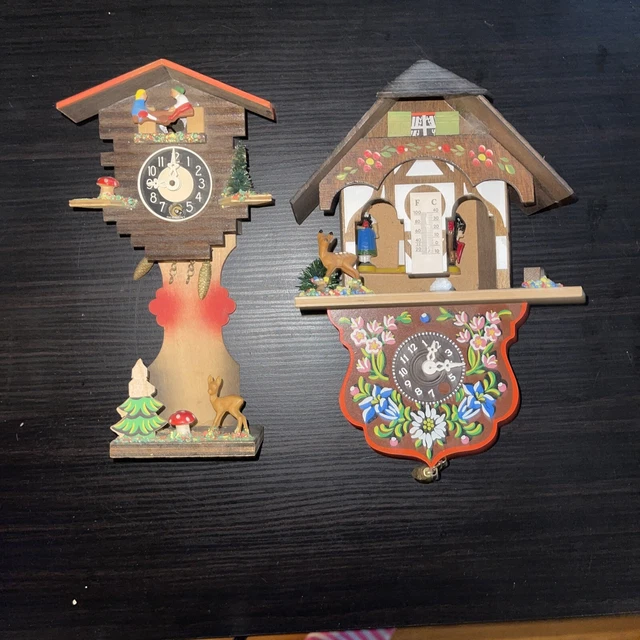 VINTAGE BAVARIAN BLACK Forest Cuckoo Style Clock Hansel & Gretel Set Of