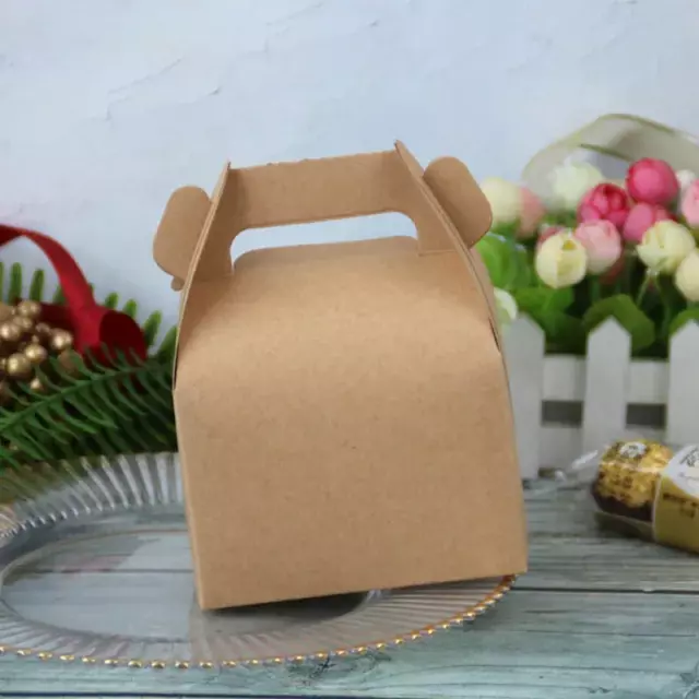 10pcs Kraft Papel Portátil Pastel Cajas Regalo Embalaje Bolsas Cumpleaños De New