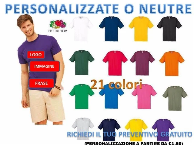 Maglietta Manica Corta Uomo Fruit Of The Loom  T-Shirt Maglia Personalizzabile