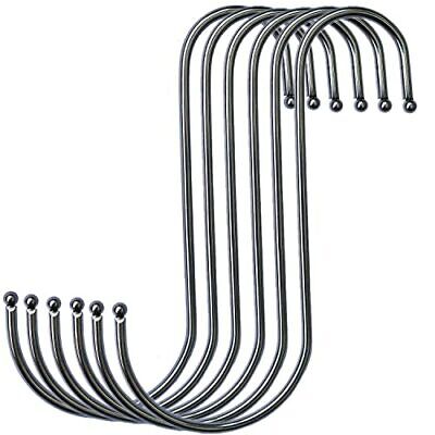 6 Pack S Hooks Hanging Metal Hook Stainless Steel Large 6" with Round Stopper