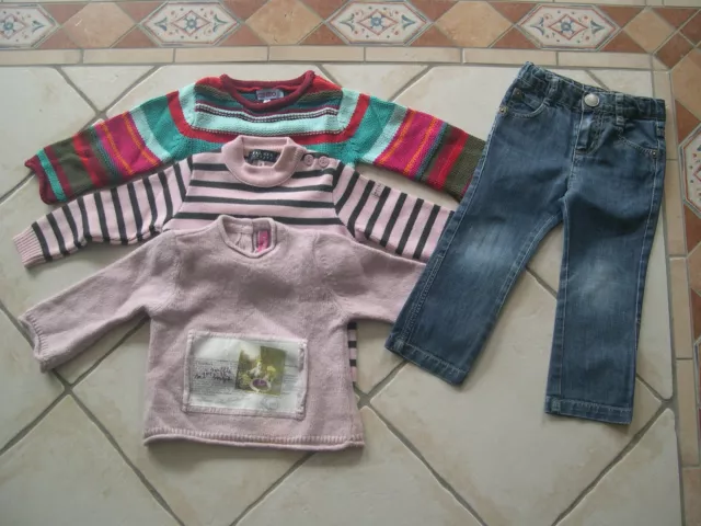 Joli lot 2 ans fille 3 pulls (Kenzo, Dpam) et un jeans Ikks