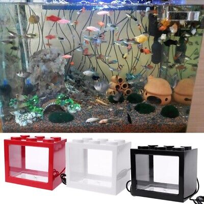 Mini Aquarium USB Fish Tank With LED Lamp Light Betta Cylinder Fish Fighting