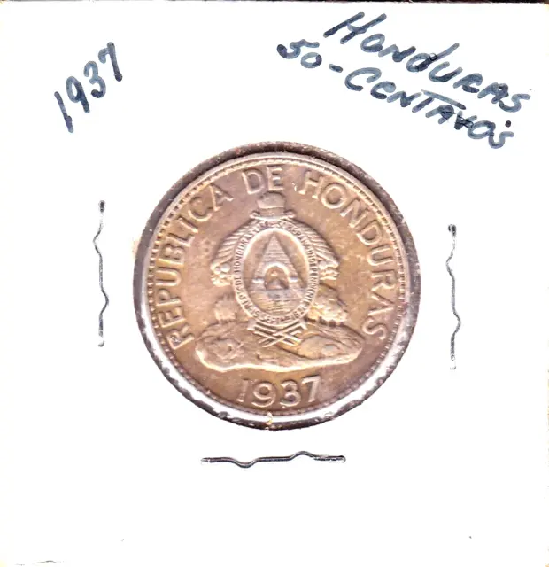 1937P Honduras 50 Centavos (KM-74)  .1808 ASW Silver!