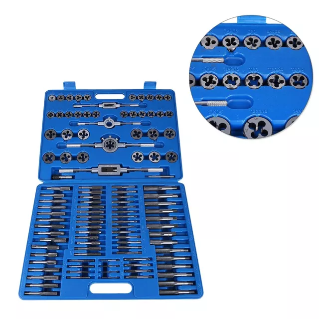 110 Pcs Tap And Die Set Metric Thread Cutting Tool Wrench Kit Tungsten Steel