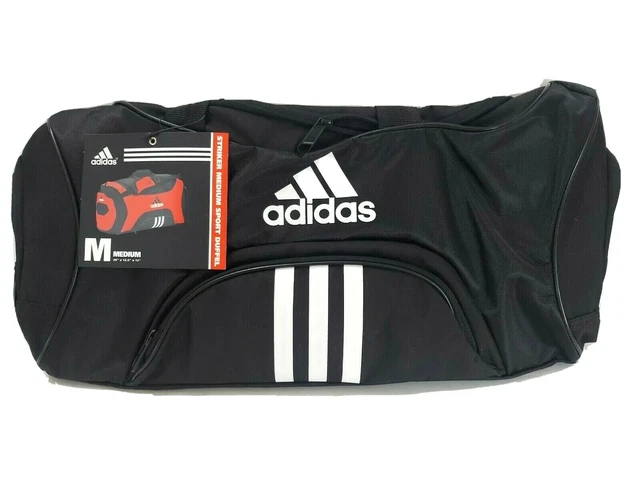 NEW Adidas Striker Duffel Gym Bag Sports Med 26" Vents Shoe Pocket Black White