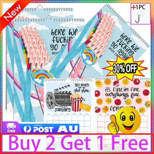 2024 12Months Here we F@cking go again calendar,Home OfficePlanner Wall Calendar