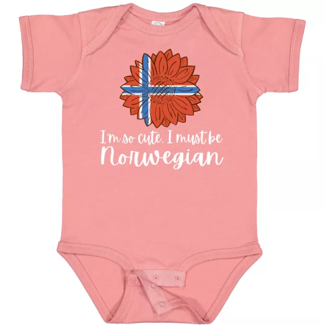 Inktastic I'm So Cute, I Must Be Norwegian Sunflower Norway Flag Baby Bodysuit