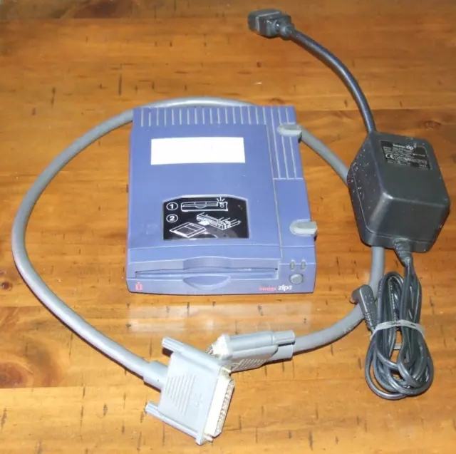 Iomega Zip drive 100Mb ZIP100 blue extrernal SCSI unit with cable and PSU