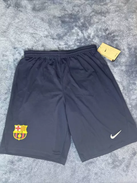 Nike Shorts Boys Medium Soccer FCB Active Gym Dri Fit Outdoors Youth Navy