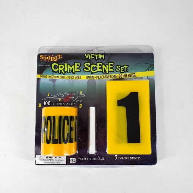 SPIRIT HALLOWEEN VICTIM Crime Scene Set Police Tape Chalk & Makers Prop