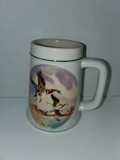 Mallard Ducks Flying Over Water Collectible Coffee Mug Beer Stein Man Cave 5.5”