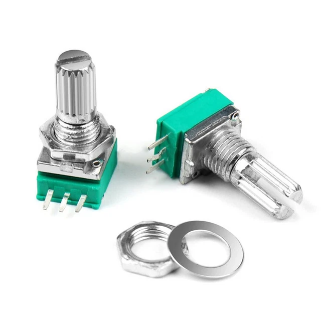 TNE 5k Ohm Axial Potentiometer – 6mm Shaft, 1-Turn, THT, Linear, Metal Housing (7390)