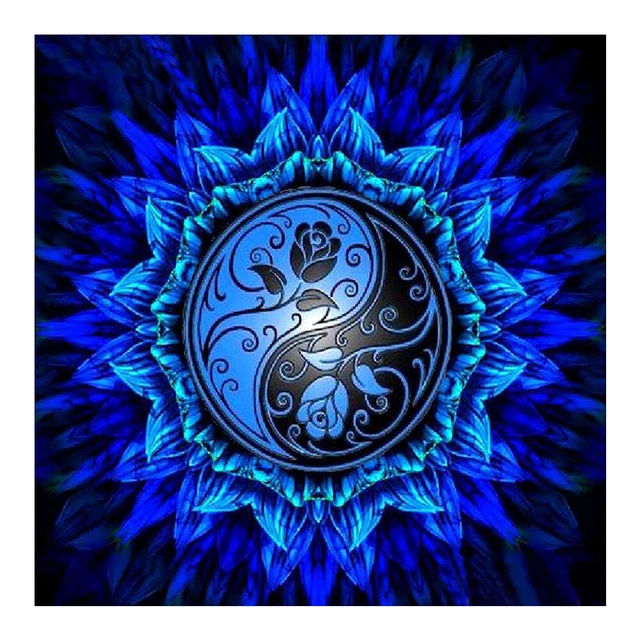 Kit de pintura al óleo por números mandala azul hágalo usted mismo imagen dibujo obras de arte artesanales regalos