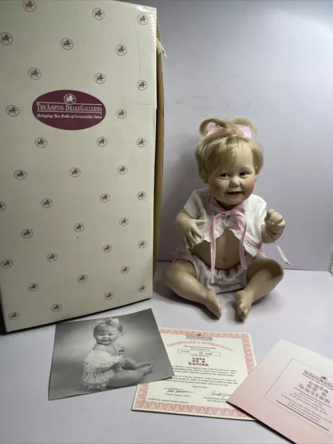 1993 Ashton Drake Galleries “CUTE AS BUTTON” Porcelain Baby Girl Doll Giggling