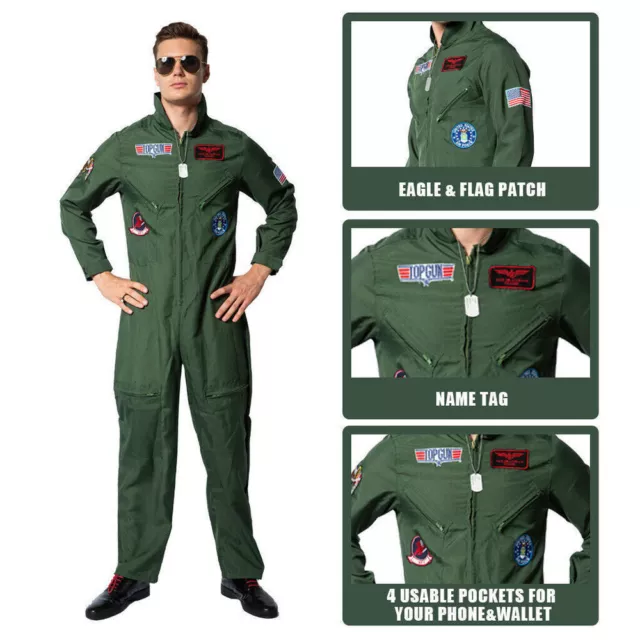 Kids Pilot Uniform Cosplay Military Uniform Army Green TOP GUN Costume One Piece