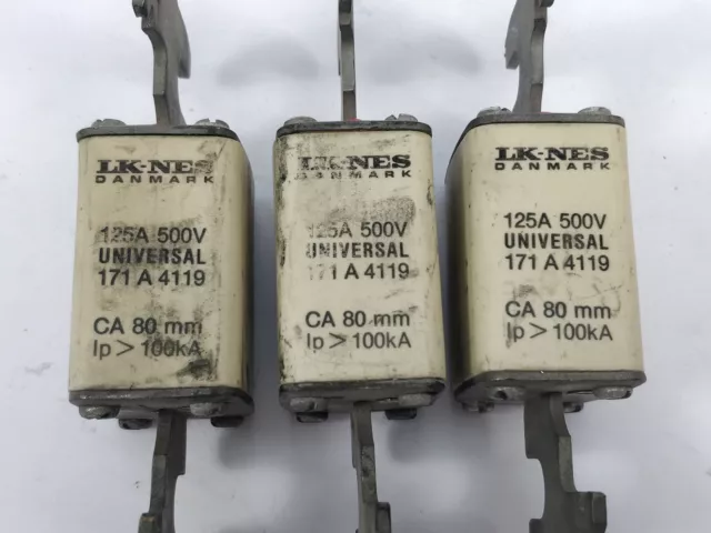 Lk / Bussmann 171A4119 Fusible 125A 500V Universel Environ 80mm 100kA 3Pcs 3
