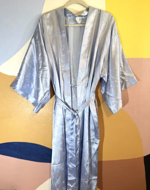 Vintage Seta Periwinkle Abbigliamento Comodo Vestaglia Taglia Media Blu Floreale