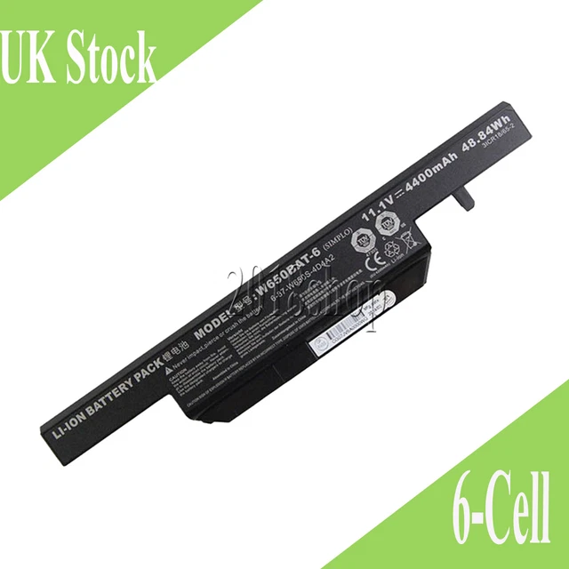 New Net Batteria W650BAT-6 Per Notebook Clevo, Olivetti Olibook P75B, Hasee - 4400mAh, 6 Celle, Nero