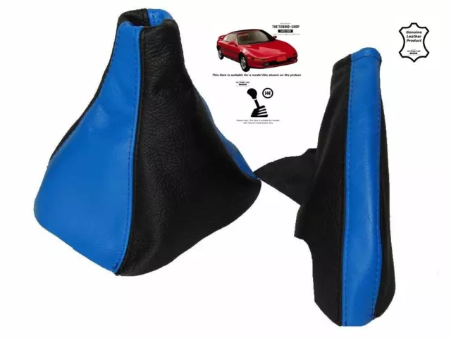 Gaiter Freno a Mano Ingranaggio per Toyota MR2 MK2 1989-2000 Blu Nero Pelle
