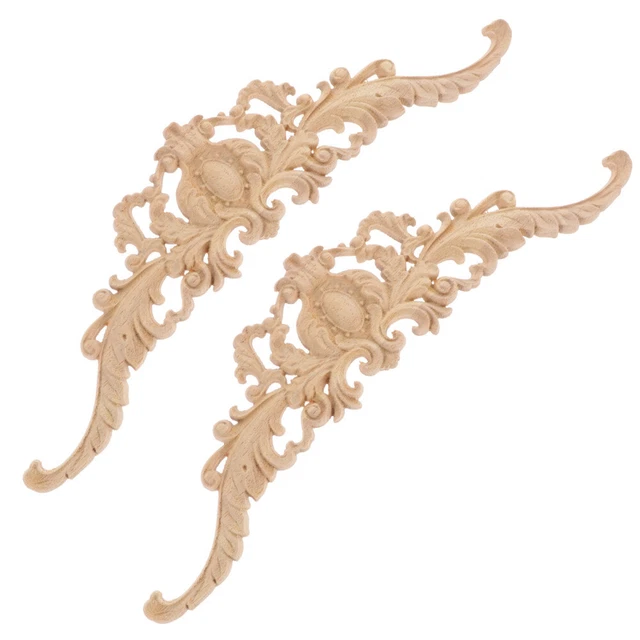 Aplique hueco decorativo hueco sin pintar 2 un. aplique de madera hágalo usted mismo