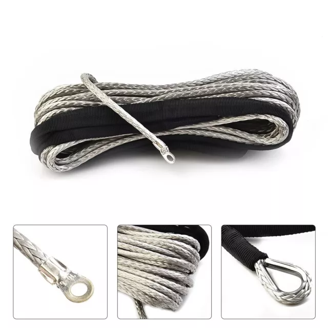 ATV,UTV,Quad Bike Synthetic Winch Line Cable Rope Tow Cord W/ Sheath Gray Parts