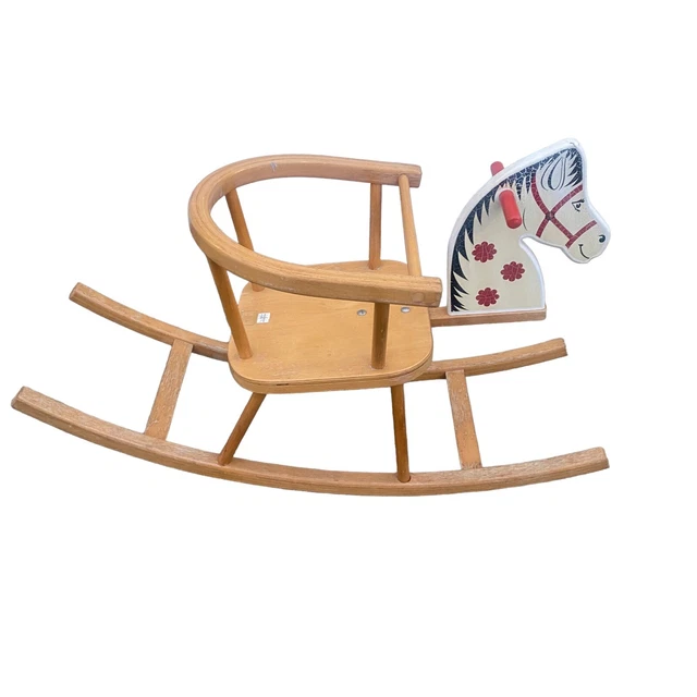 VINTAGE BRITWOOD TODDLERS Rocking Horse Wooden Ride On Toy Made In