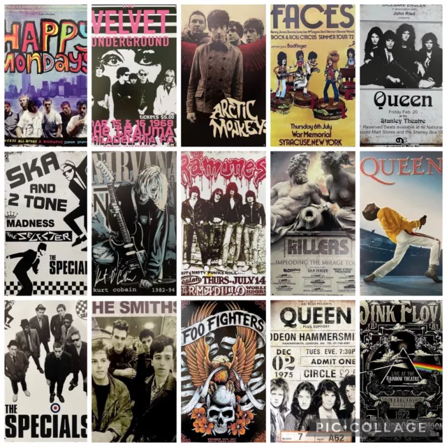 Large 12x8" Retro Replica Metal Wall Signs Music Pop Rock Bands Group UK Seller 3