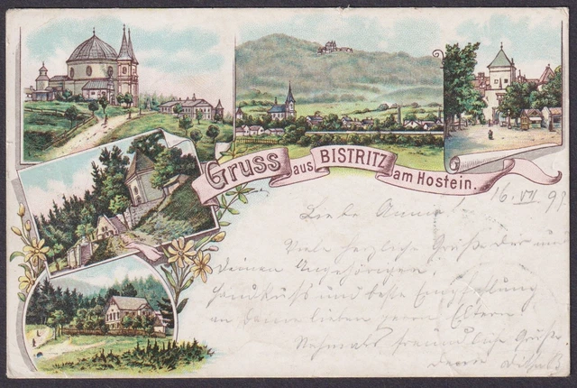 Bistritz Hostein Adesivo Bystrice Pod Hostynem Ak Litho Boemia Bohemia Cesko