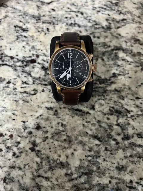 mens burberry watch leather