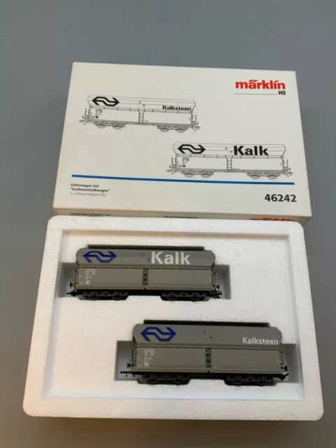 ki/bü175# Aus Nachlass: Märklin Güterwagenset Großraumkalkwagen H0, No. 46242