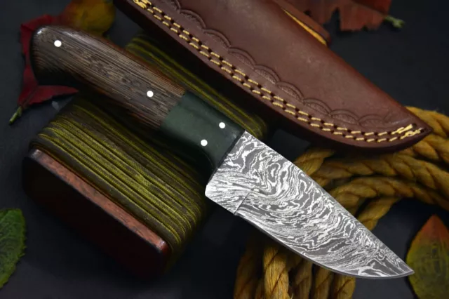 Custom 7.8"OAL Hand Forged Damascus Steel Hunting Knife Handmade (Q890) 2