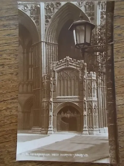 Peterborough Cathedral West Doorway B/W Real Photo Judges Ltd Postcard