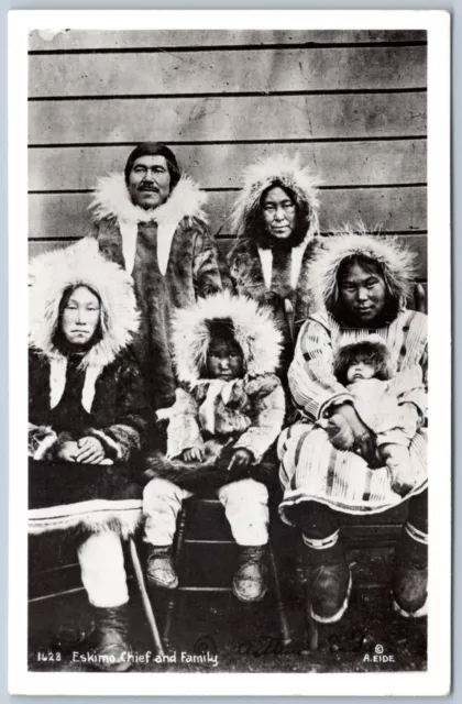 Postcard RPPC AK Alaska Eskimo Chief And Family A. Eide Photo R46