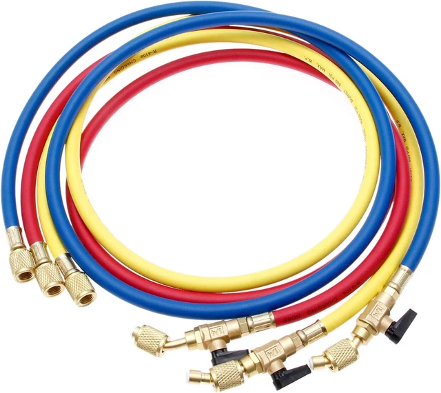 R134A A/C Charging Hose with Ball Valve, 4000~800 PSI Working Pressure 1/4" SAE