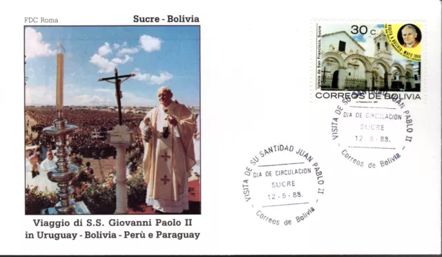 241- Fdc Vatican Visite Pape Jean Paul Ii   En  Bolivie