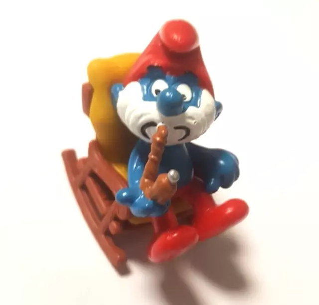 🟢Puffi Smurf Grande Puffo Su Dondolo Made In Hong Kong Schleich  Ottimo