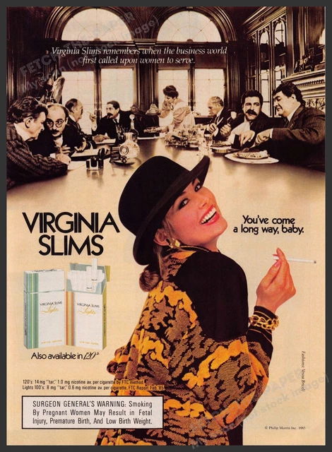 VIRGINIA SLIMS CIGARETTES 1980s Print Advertisement 1986 Woman Serving