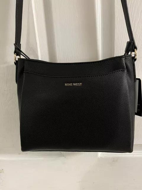 NEW with TAGS Nine West Crossbody Black Faux Leather NICE handbag Large