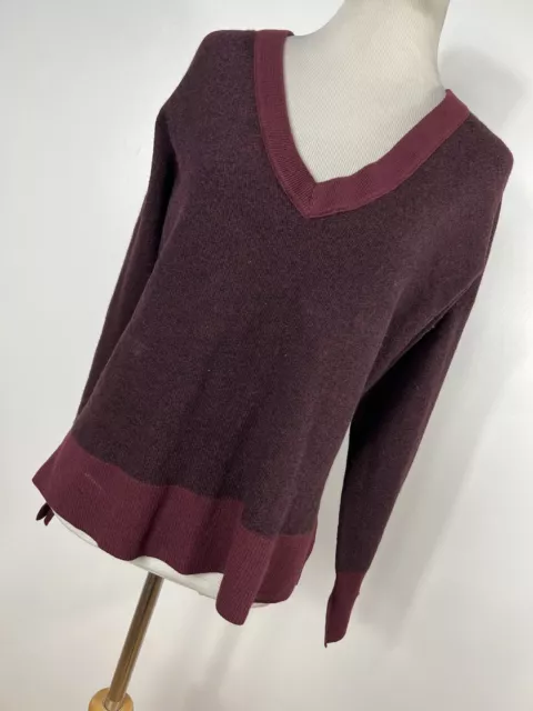 Rag & Bone L Large Sweater Womens Plum Purple V Neck Merino Wool Long Sleeve R6