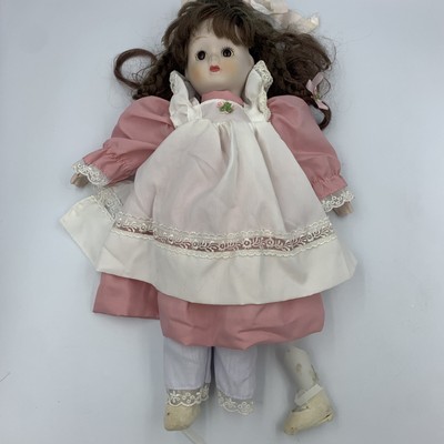 Vintage Interpur 11528 18" Porcelain Doll Cloth Body Brunette Brown Eyes -read!