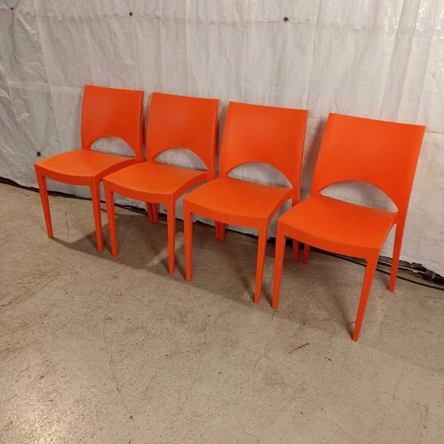 4 Sedie VIntage Grand Soleil Struttura in Plastica Arancione Italia