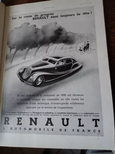RENAULT automobile + CELTA publicite papier ILLUSTRATION AUTO 1934 col