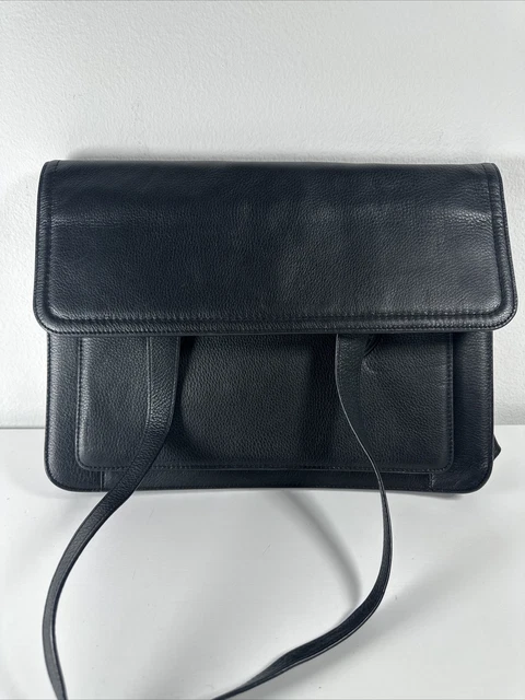 Levenger Briefcase Bag Black  Leather Business Notebook Purse laptop case
