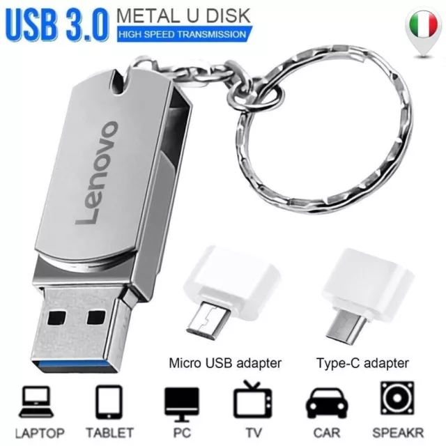Chiavetta USB 3.0 512GB 1TB 2TB Tipo C 3 en 1 Pendrive Metallo Memoria USB Stick