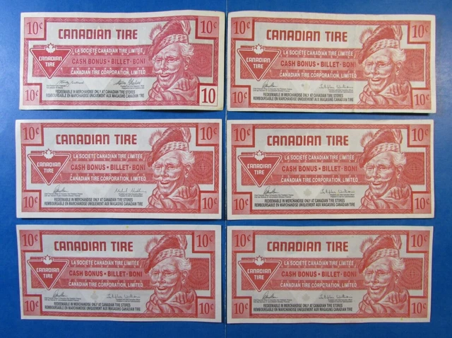 Lot CTC *CANADIAN TIRE Money (1996-2018) *TEN/10¢ Cent COUPONS/Notes *Circulated